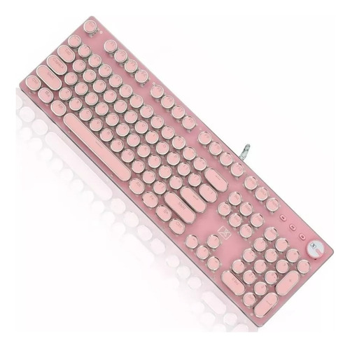 Teclado Gamer Mecánico Teclas Redondas Led Rgb Con Ñ Rosado