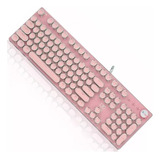 Teclado Gamer Mecánico Teclas Redondas Led Rgb Con Ñ Rosado