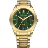 Relógio Technos - Elegance - Stone Collection - 2033ae/4v Cor Da Correia Dourado Cor Do Bisel Dourado Cor Do Fundo Verde