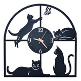 Kobjoy Nuevo Arte De Pared De Gato, Reloj De Pared Negro Sil