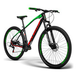 Bicicleta Aro 29 Gts Câmbios Shimano Freio À Disco 21v Gx Lt Cor Verde-vermelho Tamanho Do Quadro 19