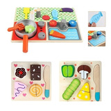 3 Puzzles Rompecabezas Juguete Cocina De Madera Niñas 