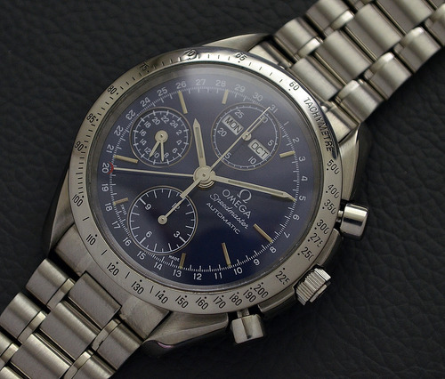 Omega Speedmaster Triple Date 8 Pont Lindo Blue Dial C.1051