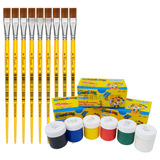 Kit De 2 Caixa De Tinta Guache + 2 Pinceis P/ Pintura Pincel