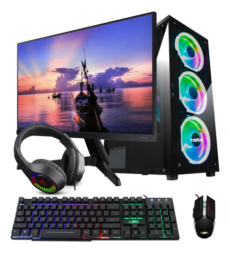 Pc Gamer Rgb Ryzen 5 5600g + 16gb + Ssd 512gb + Monitor 24''