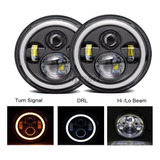 Par De Faros Redondos De 7 Pulgadas Led Angel Eyes H4