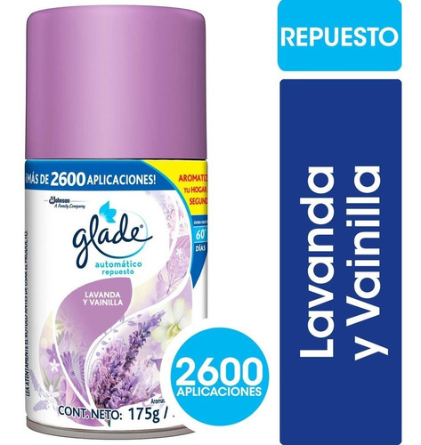 Repuesto Aromatizador Glade Automático Lavanda Vainilla X 3 