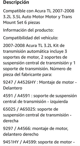 Bases De Motor Compatibles Con Honda Acura Tl-2007-2008 Foto 10