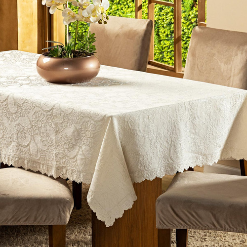 Toalha De Mesa Retangular Jacquard Bordado Para 8 Lugares