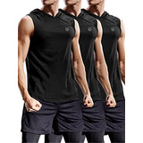 Neleus 3 Pack Workout Athletic Gym Muscle Tank Top Con Capuc