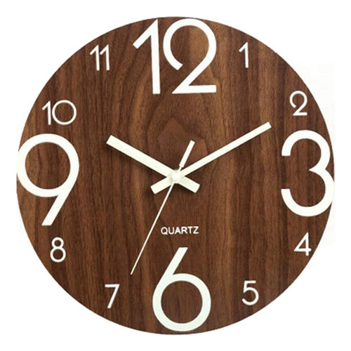 Reloj De Pared Grande Y Luminoso, De Madera De 12 Pulgadas,