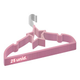 Kit 25 Cabides Veludo Rosa Antideslizantes Formato Estrela