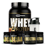 Combo Whey 900g + 2 Bcaa + 2 Creatina + Shaker Sabor Baunilha