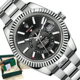 Rolex Sky-dweller Base Eta 2840 Automático Fundo Preto Top