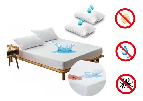 Forro Protector Plástico Antifluidos Cama Semidoble Y Funda