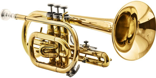 Trompete Sib Cornet Harmonics Hcr-900l Laqueado Cor Dourado