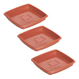 Pratinho Para Vaso 31cm X 3cm Quadrado Ceramico 3 Pcs