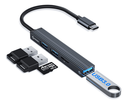 Hub Usb De 4 Puertos, Adaptador Multipuerto Con Puerto Usb 3