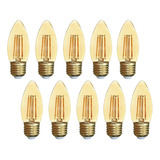 Pack X10 Ampolletas Filamento Vintage C35 Led 4w Rosca E27