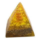 Pirâmide Pequena De Orgonite Amarela Com Citrino