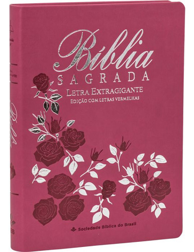 Bíblia Sagrada Letra Extra Gigante Almeida Revista Corrigida Arc Com Índice Lateral Luxo Sbb Pink Flor