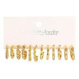 Set De 6 Pares De Pendientes De Aro Dorados U21 Para Mujer,