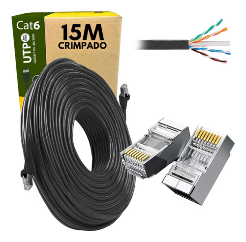 Cabo De Rede Cat6 Internet 1gb (conector Blindado) 15 Metros