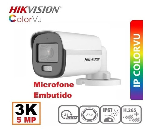 Câmera De Segurança Hikvision Mini Bullet Colorvu 4mp 2.8mm Cor Branco