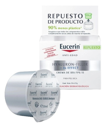 Crema Facial Eucerin Hf Día Piel Seca Antiarrugas Fps15 50ml