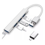 Conector Adaptador Hub 4 En 1 Usb 3.0 Tipo C 5gb Portátil Pc