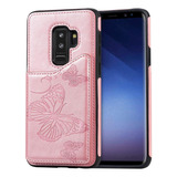 Funda Para Samsung Galaxy S9 Plus Tarjetero Mariposa Rosa