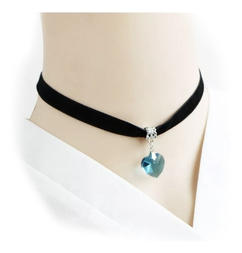 Collar Gargantilla Choker Corazón Terciopelo Cadena 