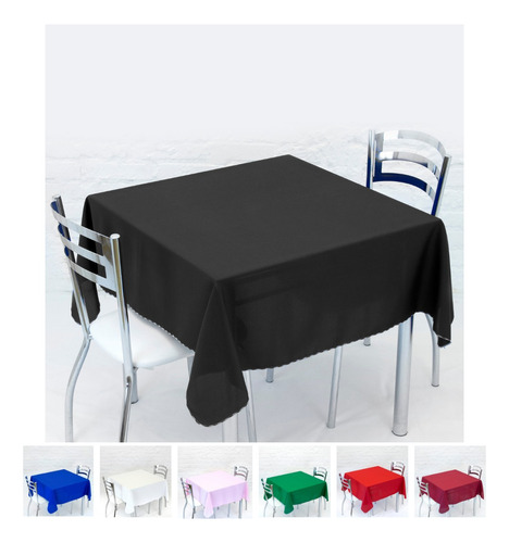 Toalha De Mesa Linda Prática Oxford 1,40m X 1,40m 4 Lugares Cor Preto Liso