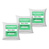 Kit 3 Enchimento Almofada Refil 55x55 Fibra 100% Siliconada