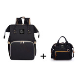 Set Pack Bolso Maternal Pañalera+bolso Cartera De Mano Negro