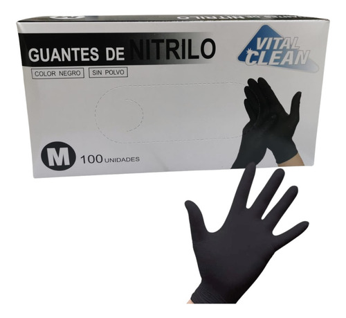 Guantes De Nitrilo Negros Dedos Texturizados (caja 100 Uds)