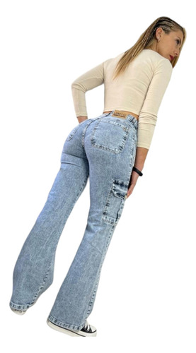 Wide Leg Cargo Palazo No Mom Lunette Jeans Calce Perfecto