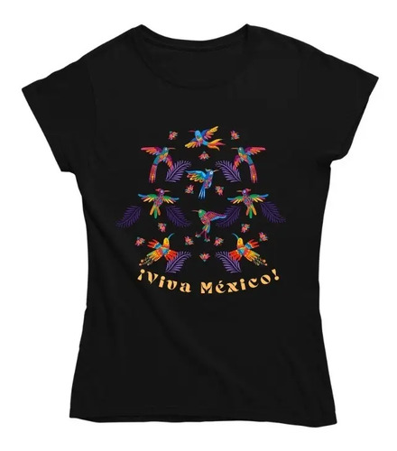 Playera Mexicana Mujer Fiestas Patrias Colibri