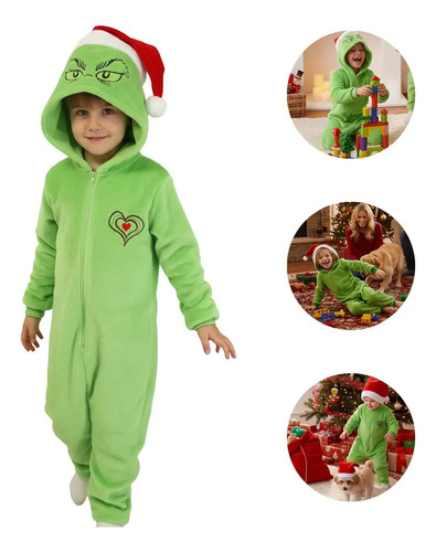 Pijama Grinch Disfraz Para Niños Niña Enterizo De Mameluco