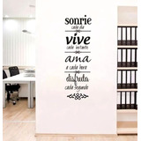 Vinilos Decorativos Pared  Frases Sonrie Ama Disfruta 120x40