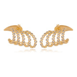 Brinco Ear Cuff Argolinha Bolinhas Dourado Banhado A Ouro 