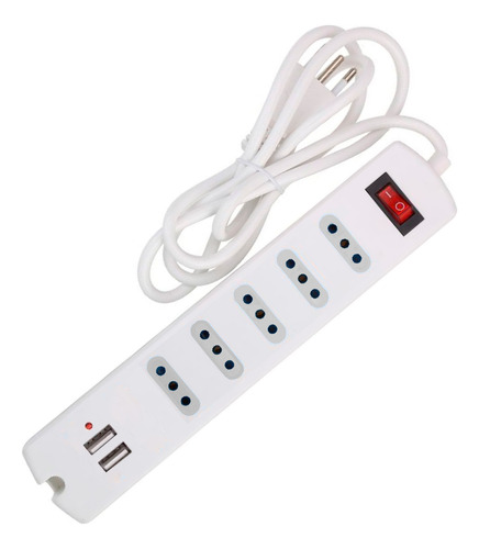 Alargador Multiple 5 Tomas + 2 Usb Color Blanco 3 Metros