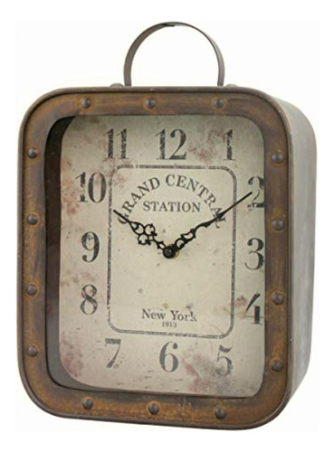 Stonebriar Reloj De Mesa Cuadrado De Metal Rústico Grande