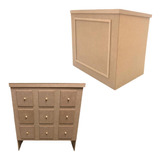 Quadro Decorativo Mesa Boisorie + Comoda Gaveta Fake Mdf