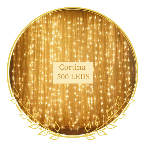 Cortina 500 Leds Branco Quente Fixa 8funções 110v 220v 4x2,2