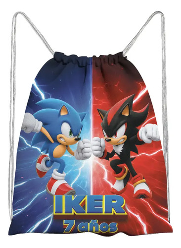 30 Morralitos Dulceros Sonic Personalizados Bolo 20x26cm