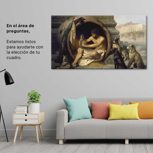 Cuadro Arte Antiguo Hombre Con Perros Canvas 130x60 T9