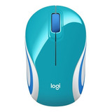 Logitech Mini Mouse Inalambrico Usb Portatil Colores M187 Color Verde Azulado