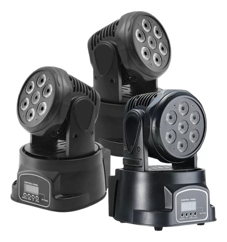 Kit 3 Moving Head Wash 7 Led 12w Quadriled Rgbw Dmx St - 710