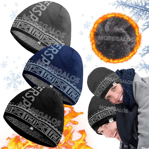 Gorro  Lana Doble Y Felpa Rocky Beanie Frio Invierno 